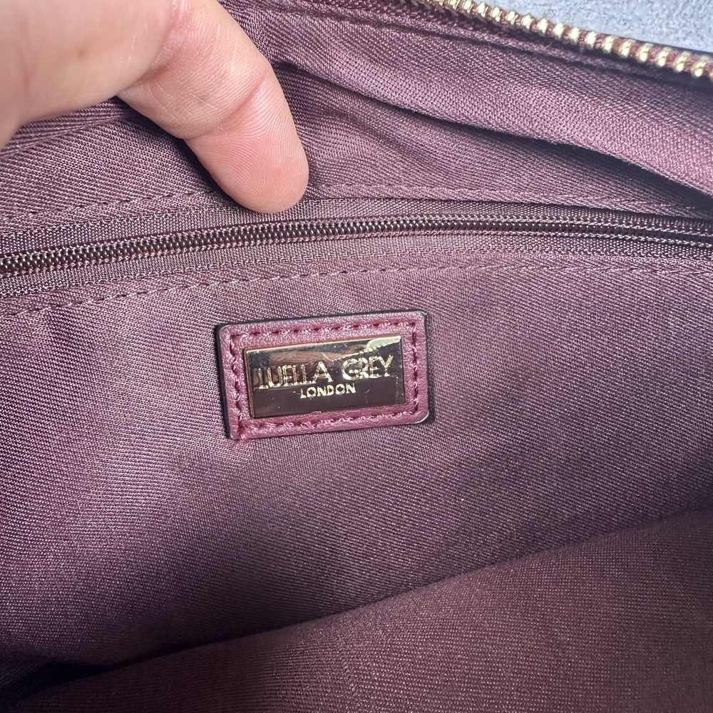 Luella Grey London Polly Zip Top Leather Suede Textured Crossbody Bag Burgundy - Picture 8 of 10